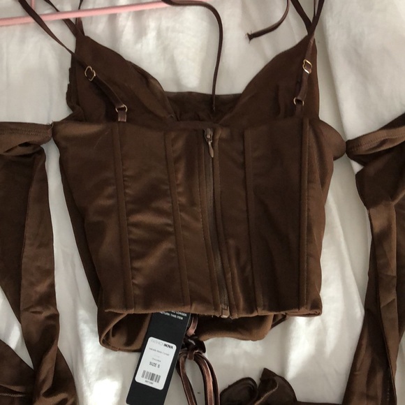 Fashion Nova, mesh corset, chocolate, small - Picture 6 of 6